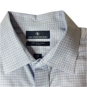 Hart Schaffner Marx 17.5 35 Men’s Longsleeve Preppy Classic Plaid Pima Cotton